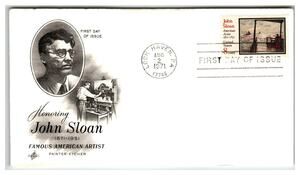 Scott #1432 John Sloan 1971 First Day Cover FDC Artcraft Unaddressed